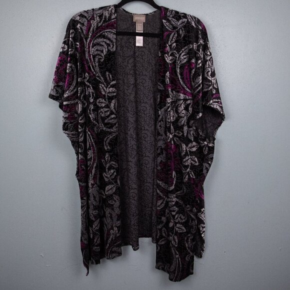 Chico's boheme scroll velvet burnoud ruana open cover up-S/M - Picture 1 of 4